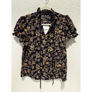 Shein Vaca Floral Sort Sleeve Blouse Size S